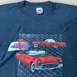 Vintage Ford Thunderbird Shirt Mens Large Black T-Bird Muscle Car Single Stitch
